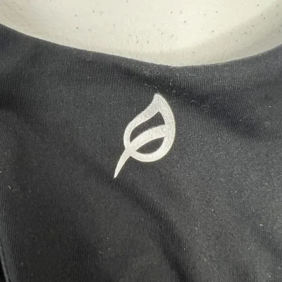 P'Tula Size S Sports Bra Black Racerback High Neck Women's Stretch Back Logo - Picture 5 of 8